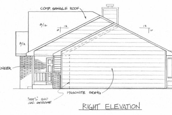 Exterior - Other Elevation 1 for Ranch House Plan #58-135 - 3 bed, 2 bath