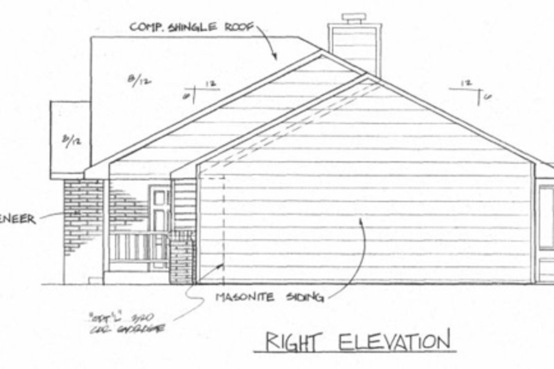 Architectural House Design - Exterior - Other Elevation 1 for Ranch House Plan #58-135 - 3 bed, 2 bath