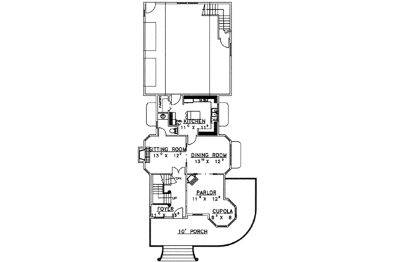 Floor Plan - Main Floor for European House Plan #117-239 - 3 bed, 3 bath