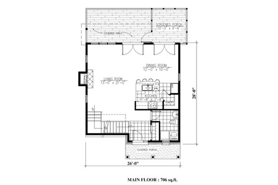 Floor Plan - Main Floor for Farmhouse House Plan #138-343 - 4 bed, 2.5 bath