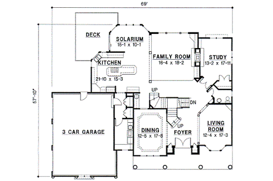 Floor Plan - Main Floor for European House Plan #67-625 - 4 bed, 3.5 bath