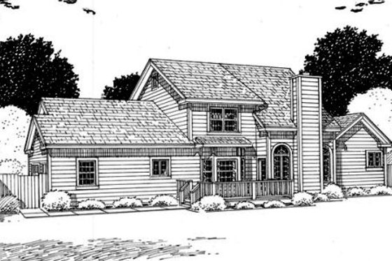 Exterior - Rear Elevation 1 for Country House Plan #312-573 - 3 bed, 2.5 bath