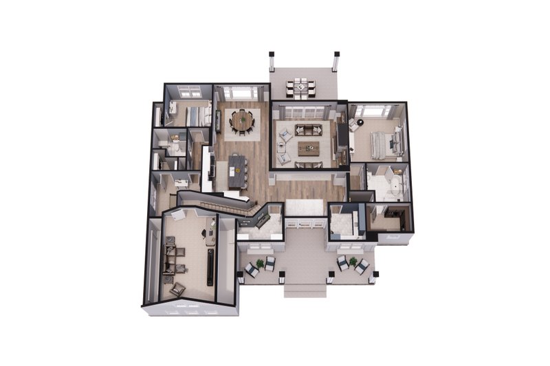 House Blueprint - Floor Plan - Main Floor 1 for Farmhouse House Plan #51-1249 - 3 bed, 2 bath