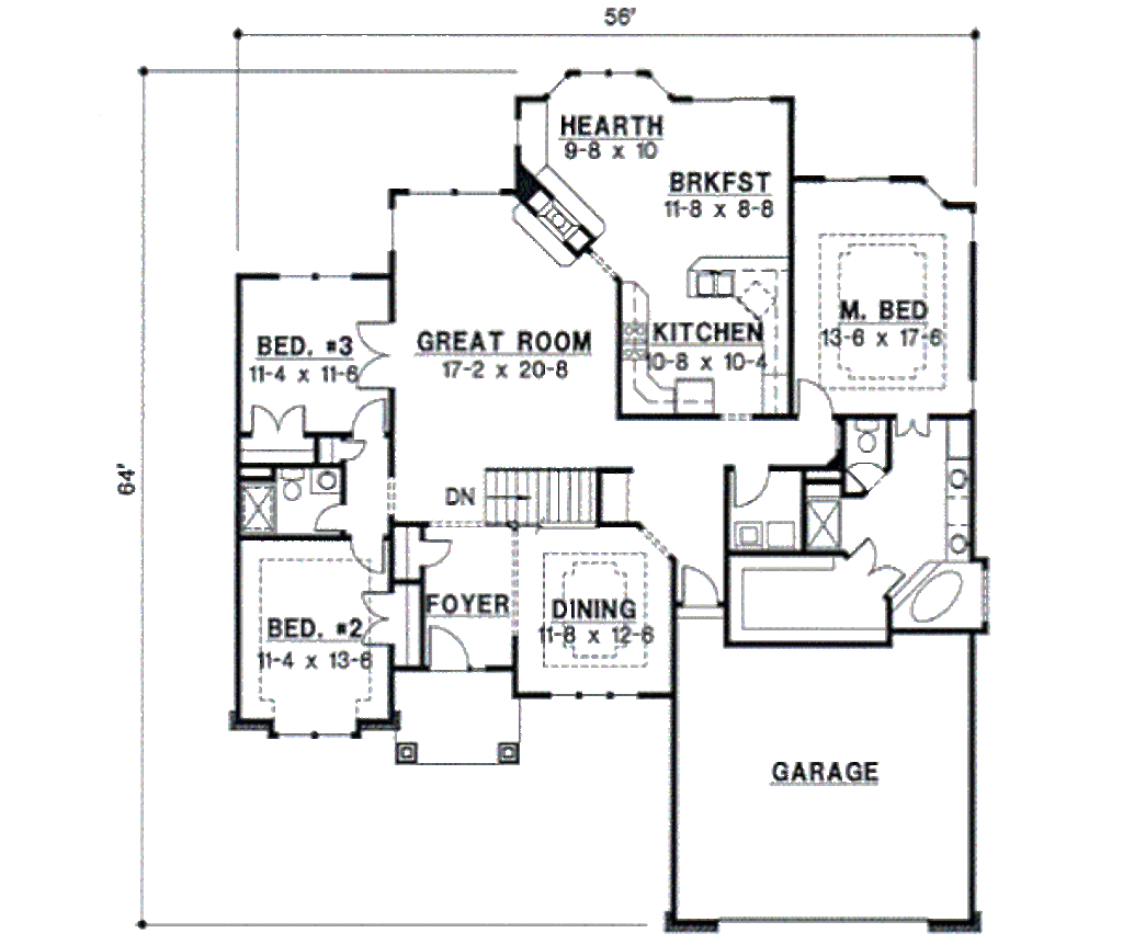 European Style House Plan - 5 Beds 4 Baths 3431 Sq/Ft Plan #67-252 ...