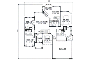 Floor Plan - Main Floor for European House Plan #67-252 - 5 bed, 4 bath