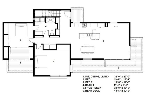 Floor Plan - Main Floor for Modern House Plan #497-54 - 3 bed, 2 bath