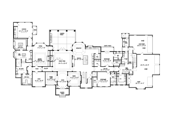 Floor Plan - Main Floor for European House Plan #54-586 - 7 bed, 7 bath