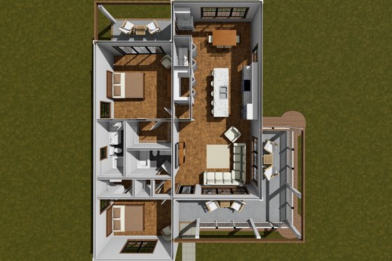 Floor Plan - Main Floor 1 for Cottage House Plan #513-2264 - 2 bed, 2 bath