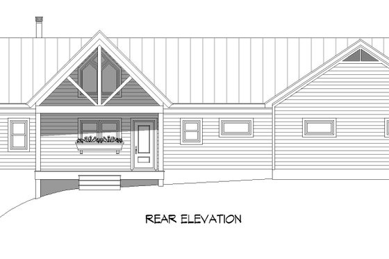Exterior - Rear Elevation for Southern House Plan #932-900 - 2 bed, 2 bath