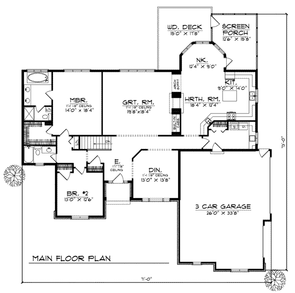 House Plan Design - European Floor Plan - Main Floor Plan #70-764