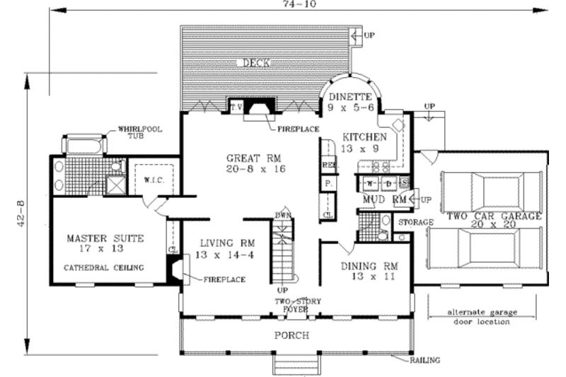 Home Plan - Floor Plan - Main Floor for Farmhouse House Plan #3-105 - 5 bed, 2.5 bath