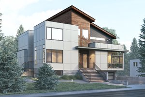 Exterior - Front Elevation 3 for Contemporary House Plan #1066-32 - 4 bed, 3.5 bath