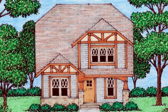 Tudor Exterior - Front Elevation Plan #413-869