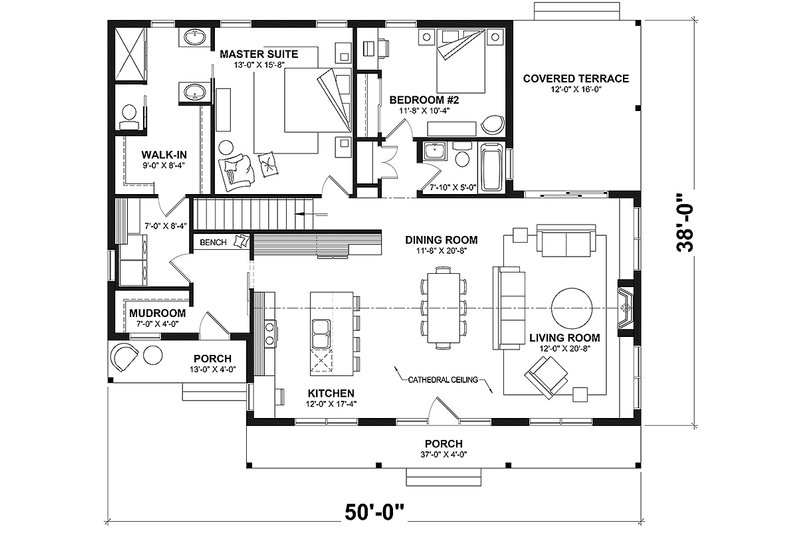 Dream House Plan - Floor Plan - Main Floor for Modern House Plan #23-2715 - 2 bed, 2 bath