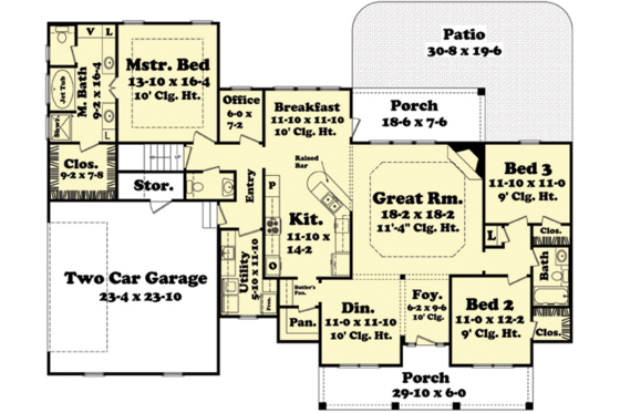 Floor Plan - Main Floor for Country House Plan #430-45 - 3 bed, 2.5 bath