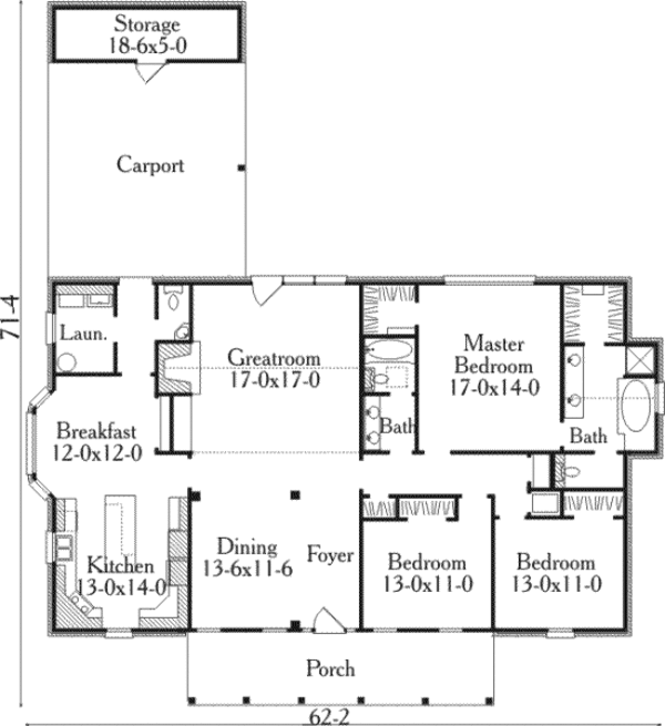 House Plan Design - Southern Floor Plan - Main Floor Plan #406-147