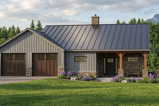 Exterior - Front Elevation for Country House Plan #1064-370 - 1 bed, 1.5 bath