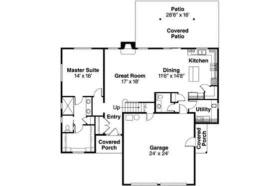 Floor Plan - Main Floor for Traditional House Plan #124-584 - 3 bed, 2.5 bath