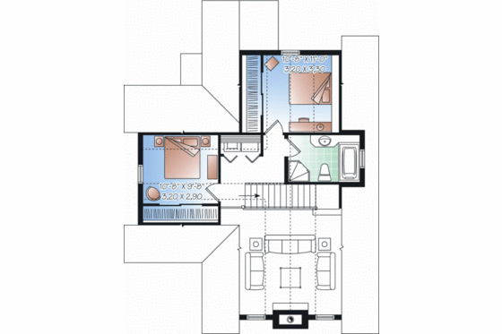 Floor Plan - Upper Floor for Country House Plan #23-2264 - 3 bed, 2 bath