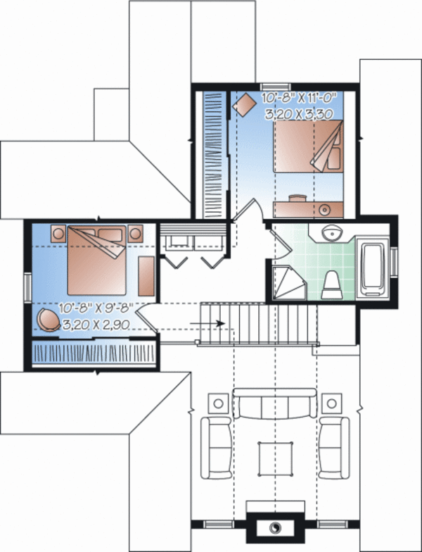 House Design - Country Floor Plan - Upper Floor Plan #23-2264