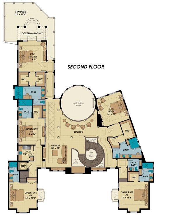 Mediterranean Floor Plan - Upper Floor Plan #548-29