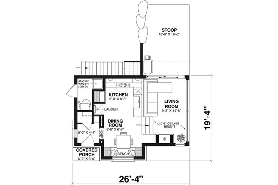Floor Plan - Main Floor for European House Plan #23-2824 - 2 bed, 1 bath