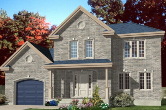 Exterior - Front Elevation for European House Plan #138-270 - 3 bed, 1.5 bath