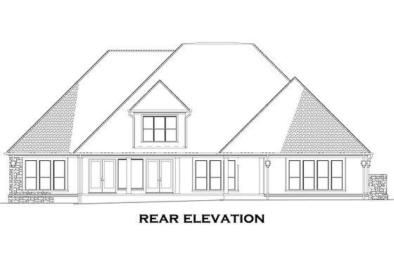 Exterior - Rear Elevation for European House Plan #17-2477 - 4 bed, 4 bath