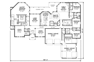 Floor Plan - Main Floor for Traditional House Plan #65-243 - 4 bed, 3.5 bath