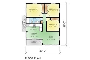 Floor Plan - Main Floor for Modern House Plan #495-3 - 3 bed, 1 bath