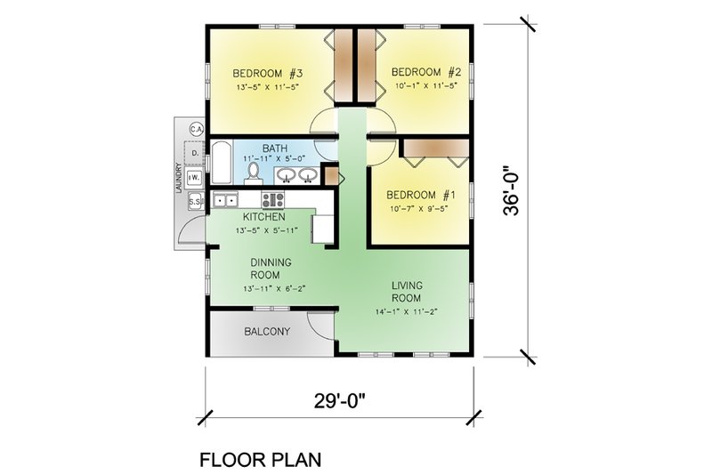 Home Plan - Floor Plan - Main Floor for Modern House Plan #495-3 - 3 bed, 1 bath