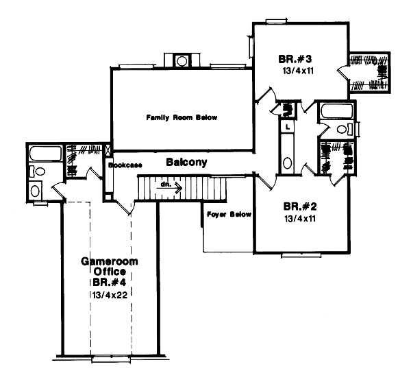 House Design - Country Floor Plan - Upper Floor Plan #41-163