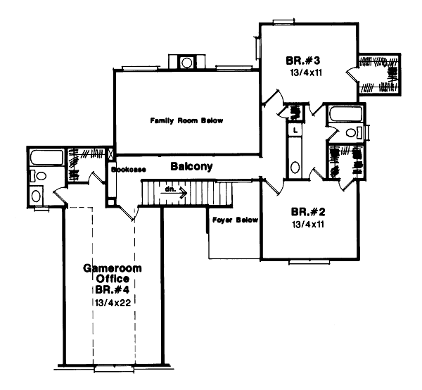 Architectural House Design - Country Floor Plan - Upper Floor Plan #41-163