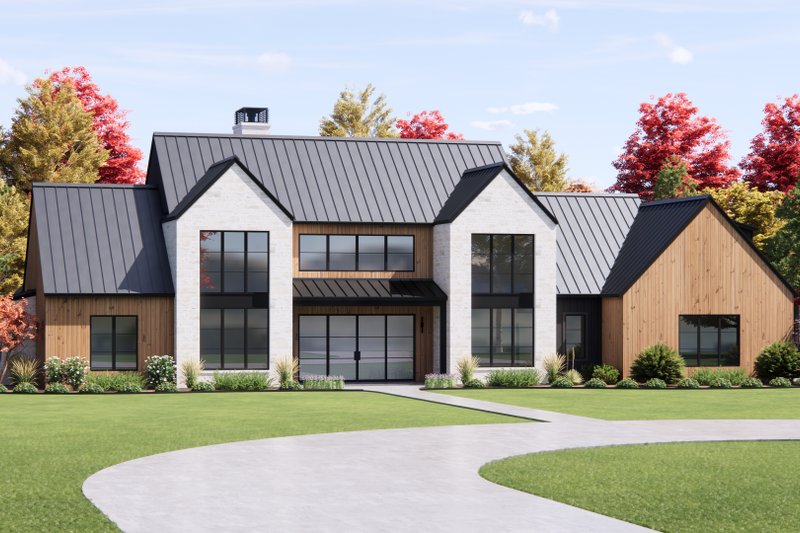 House Design - Exterior - Front Elevation 3 for Modern House Plan #1096-161 - 4 bed, 4.5 bath