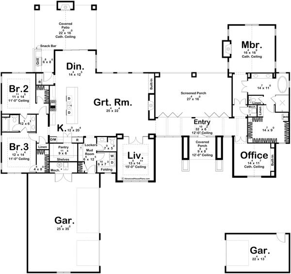 House Blueprint - Southern Floor Plan - Main Floor Plan #455-401