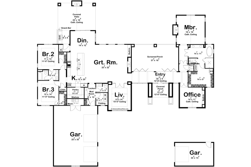 Home Plan - Floor Plan - Main Floor for Southern House Plan #455-401 - 3 bed, 2.5 bath