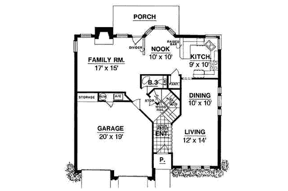 Floor Plan - Main Floor for Traditional House Plan #40-159 - 4 bed, 3.5 bath
