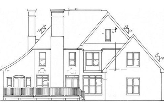 Exterior - Rear Elevation for European House Plan #312-468 - 4 bed, 3.5 bath