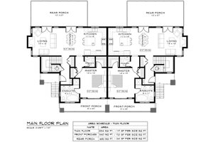 Floor Plan - Main Floor for Farmhouse House Plan #1101-18 - 3 bed, 3.5 bath