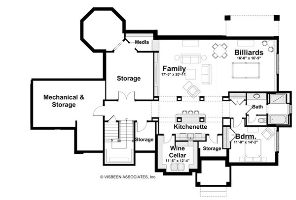 Dream House Plan - Floor Plan - Lower Floor for Farmhouse House Plan #928-446 - 4 bed, 3.5 bath