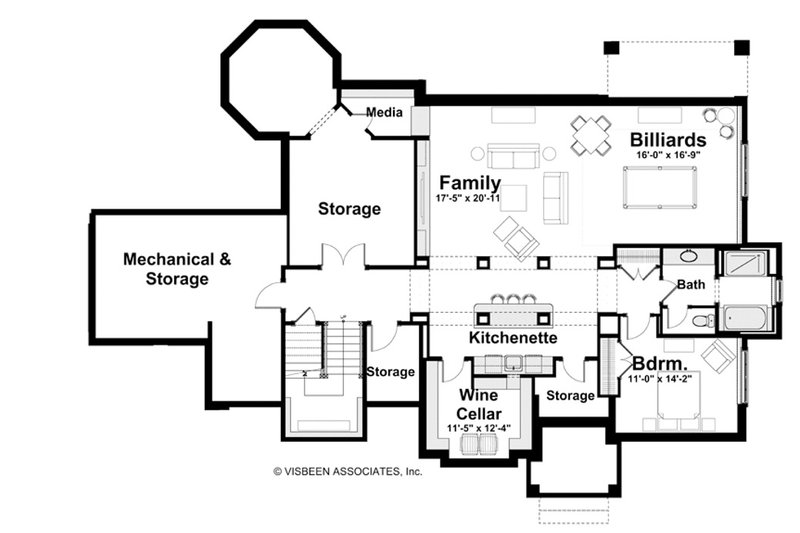 Dream House Plan - Floor Plan - Lower Floor for Farmhouse House Plan #928-446 - 4 bed, 3.5 bath