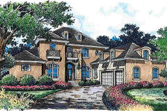 Exterior - Front Elevation for European House Plan #135-148 - 5 bed, 5.5 bath