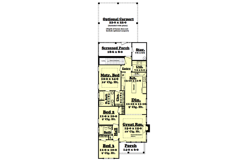 Architectural House Design - Main Level with Basement Stairs