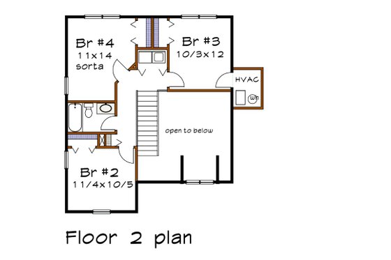 Floor Plan - Upper Floor for Country House Plan #79-180 - 4 bed, 2.5 bath