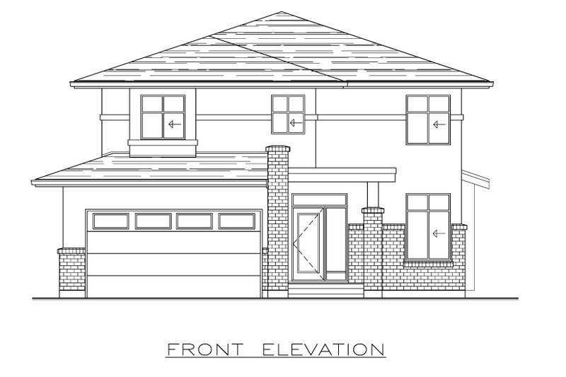 Home Plan - Exterior - Front Elevation 3 for Modern House Plan #1100-56 - 4 bed, 2.5 bath