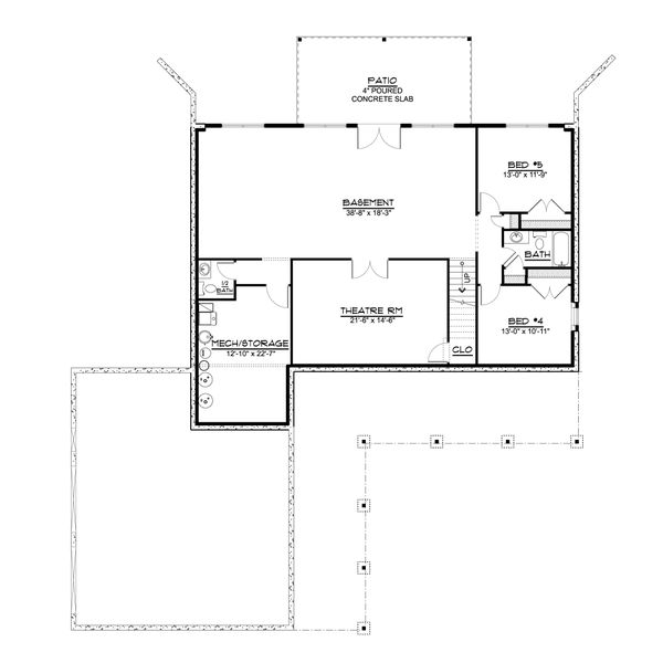 House Design - Country Floor Plan - Lower Floor Plan #1064-94