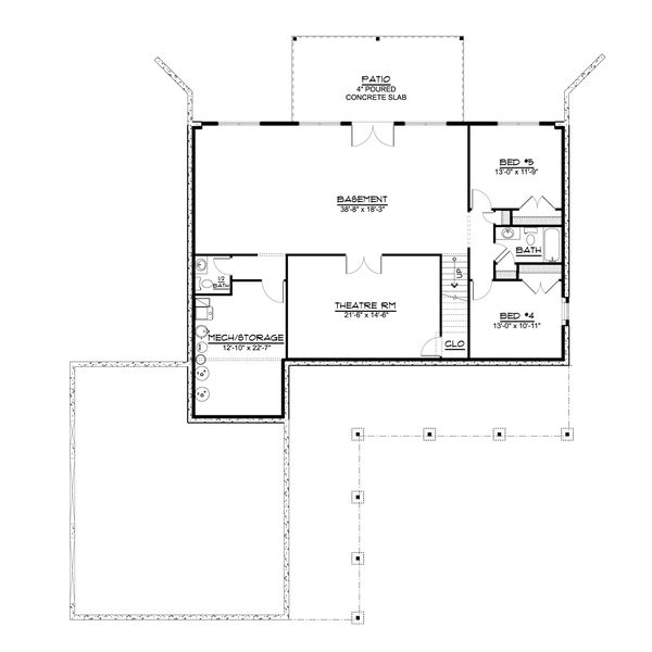 Architectural House Design - Country Floor Plan - Lower Floor Plan #1064-94