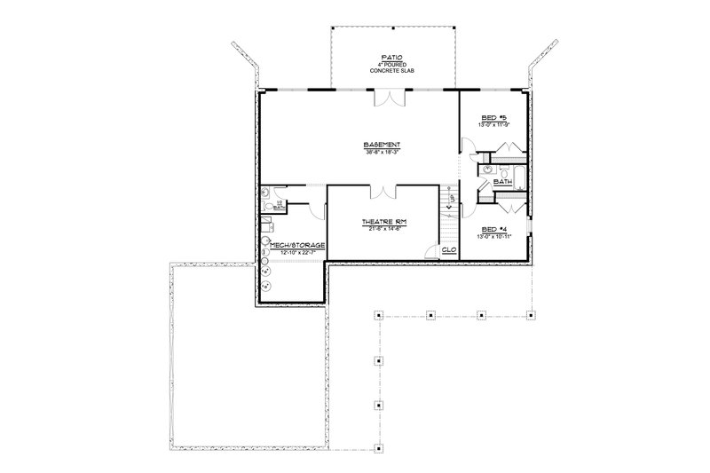 Architectural House Design - Floor Plan - Lower Floor for Country House Plan #1064-94 - 3 bed, 3 bath