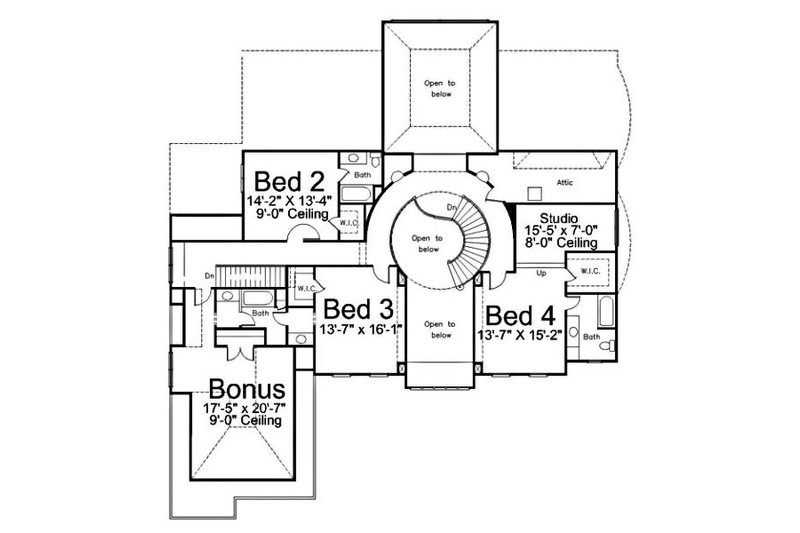 House Plan Design - Floor Plan - Upper Floor for European House Plan #119-249 - 4 bed, 4 bath