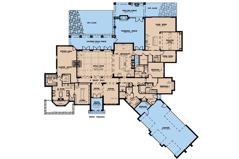 House Plan Design - Floor Plan - Main Floor for European House Plan #923-208 - 3 bed, 3.5 bath